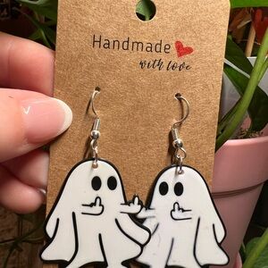 3D Printed Ghost Earrings - White